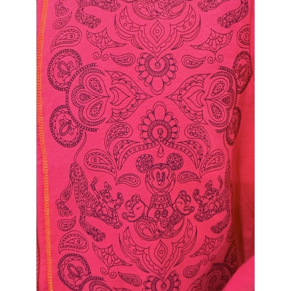 Y2K Disney Parks Women Jacket M Pink Paisley Embroidered Zip Boho Festival - Picture 5 of 11